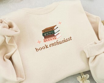 Sudadera bordada para amantes de los libros, sudadera para amantes de los libros, sudadera de cuello redondo para amantes de los libros, sudadera de cuello redondo para otoño, regalo para amantes de los libros