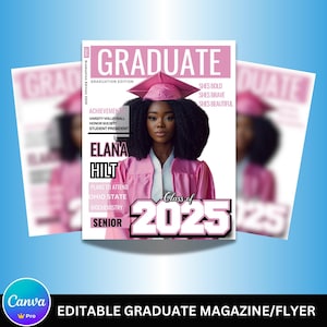 Graduation Magazine Editable Canva Template, Senior 2025 Canva Template