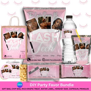 Paquete de plantillas editables de Canva para regalos de fiesta de Lash Tech