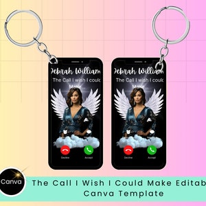 Puede incluir: Una maqueta de pantalla de teléfono imprimible con un fondo blanco. La pantalla muestra una llamada telefónica de "Jebrah William" con el texto "The Call I wish I could Make..." y botones para "Rechazar" o "Aceptar".