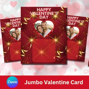 Valentinstag Jumbo Card Template, Valentinstag, Canva Editable, Valentinstag, Valentinstag Geschenk, V-Day, Jumbo Card