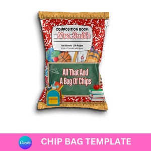Lehrer Wertschätzung Party Favor Chip Bag Bearbeitbare Canva Vorlage, digitaler Download