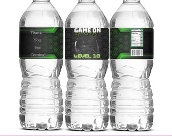 Video Gaming Party Favor Editable Canva Template, Water Bottle, Candy Wrapper, Gamer Birthday