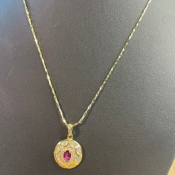 925 gold plated pink topaz necklace