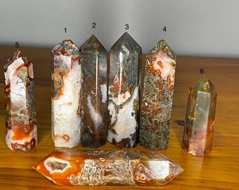 Red moss agate tower