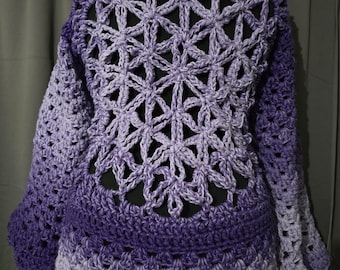 Custom Crochet Flower Of Life Lace-Up Cardi/Jacket