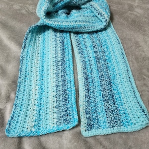 Aqua Blue Crochet Scarf