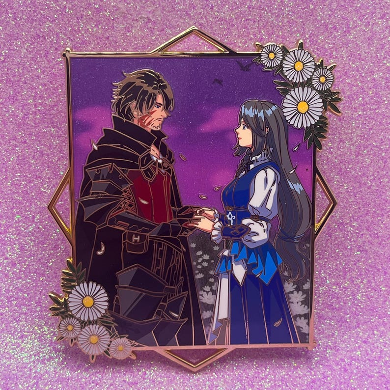My Star FF16 Gold Enamel Pin - Pearl Flowers, Gradient Background (LE ...