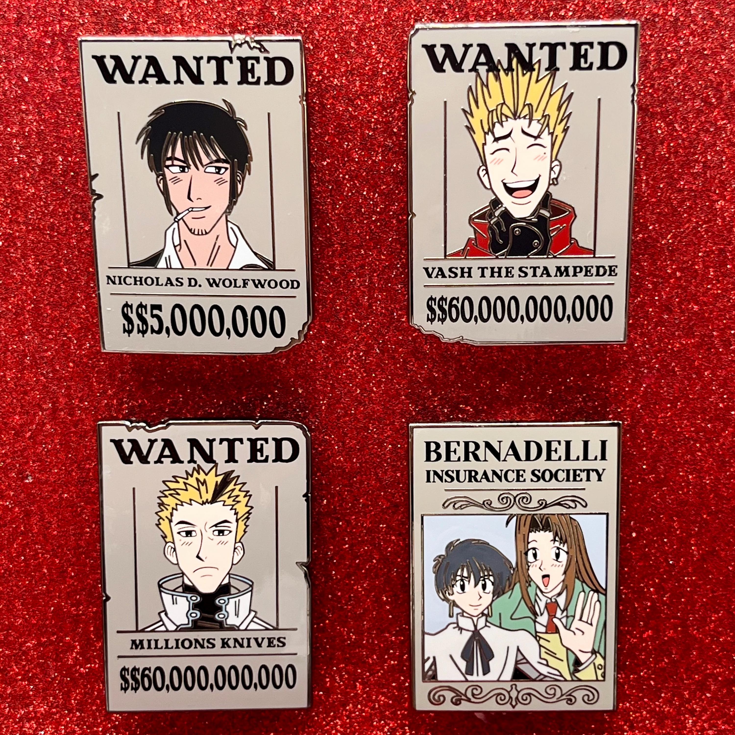 Trigun Wanted Poster Enamel Pin Set, Limited Edition - Etsy