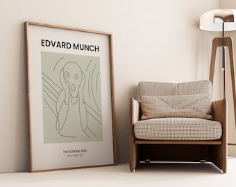 El Grito / Pintura minimalista lineal / Arte digital imprimible para pared / Decoración de pared / Regalo de inauguración / Edvard Munch