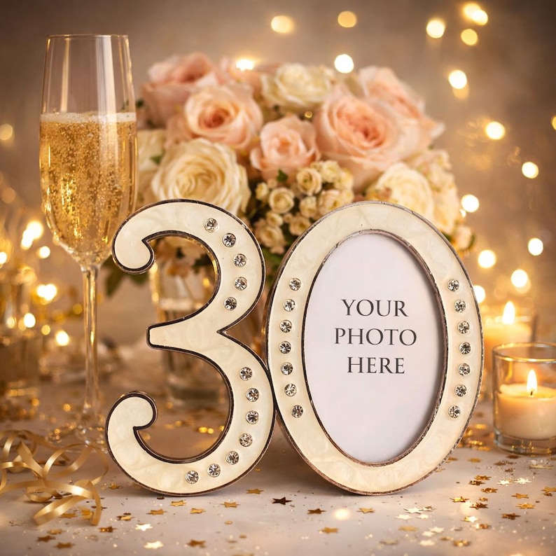 30th Birthday Photo Frame Anniversary Gift Silver Thirty Milestone ...