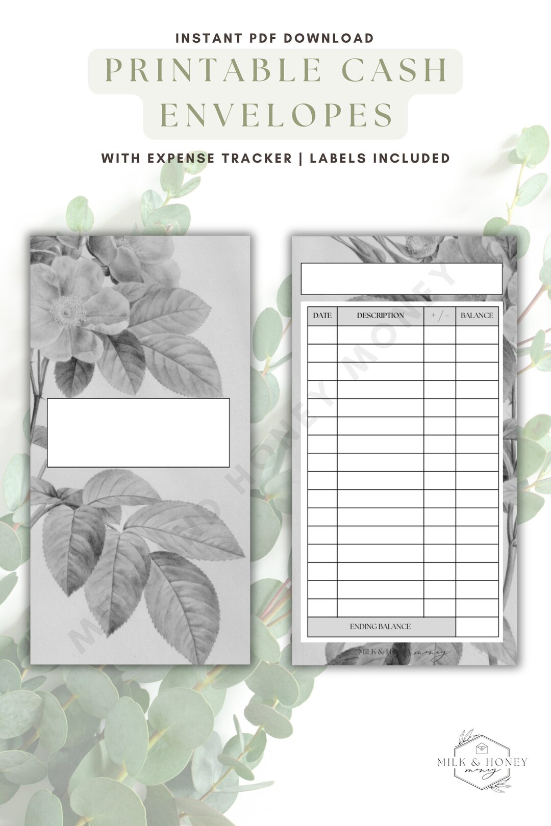 Printable PDF Vertical Cash Envelope Template Budget Binder Cash ...