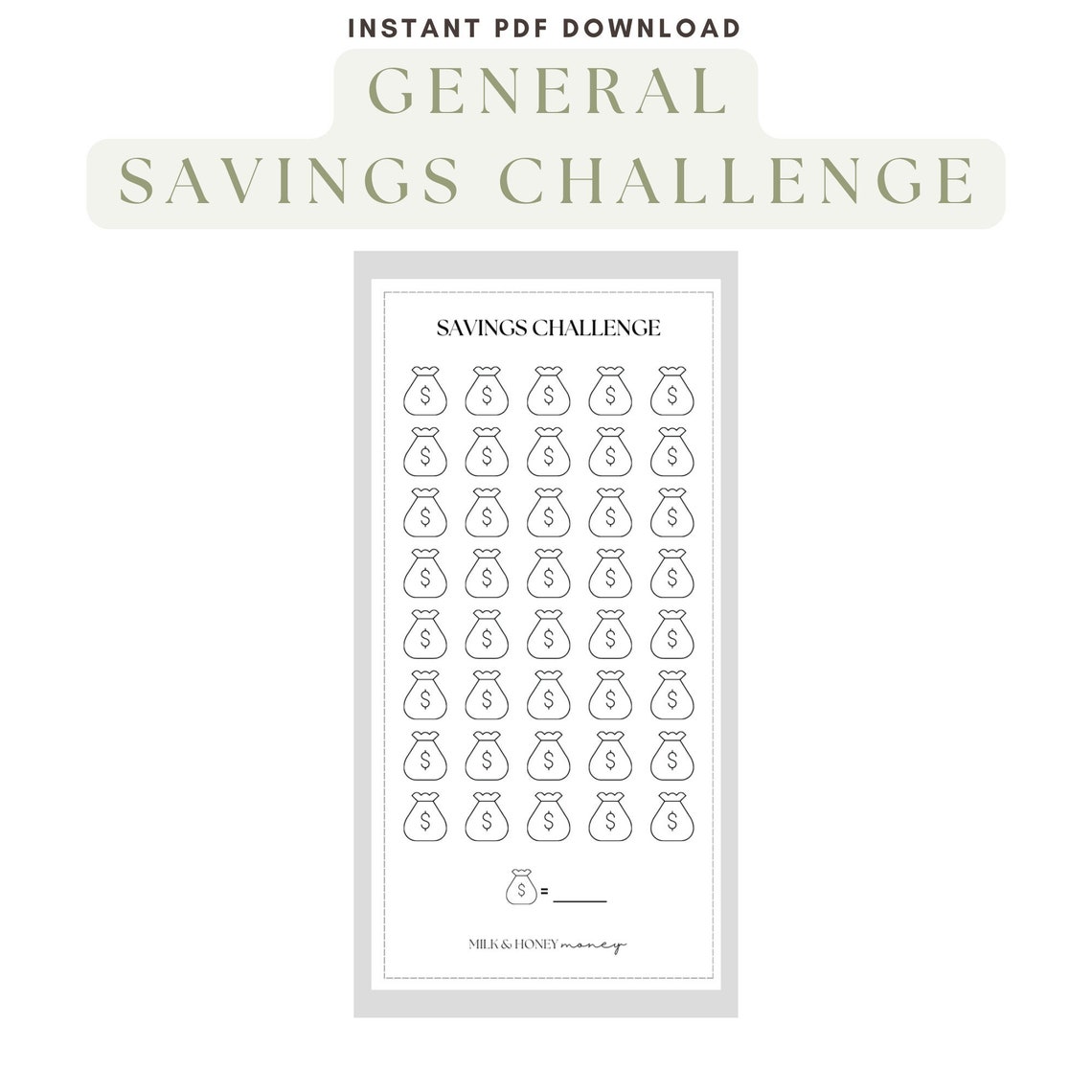 Printable PDF General Savings Challenge Budget Binder Cash Budgeting ...