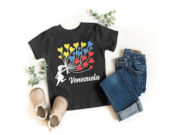 Camiseta infantil da Venezuela, camiseta com as cores da bandeira venezuelana, camiseta para o Mês da Herança Hispânica.