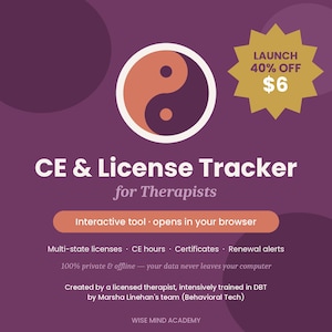 Therapist CE License Tracker | Multi-State Hours, Certificates, Renewal Alerts (HTML)