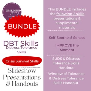 BUNDLE of DBT Distress Tolerance Skills  & Supplemental Handouts