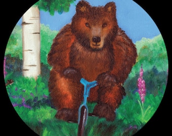 Bear on a Bicycle water bottle sticker