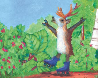 Reindeer on Roller Skates 5x7 Print
