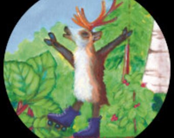 Reindeer on Roller Skates sticker