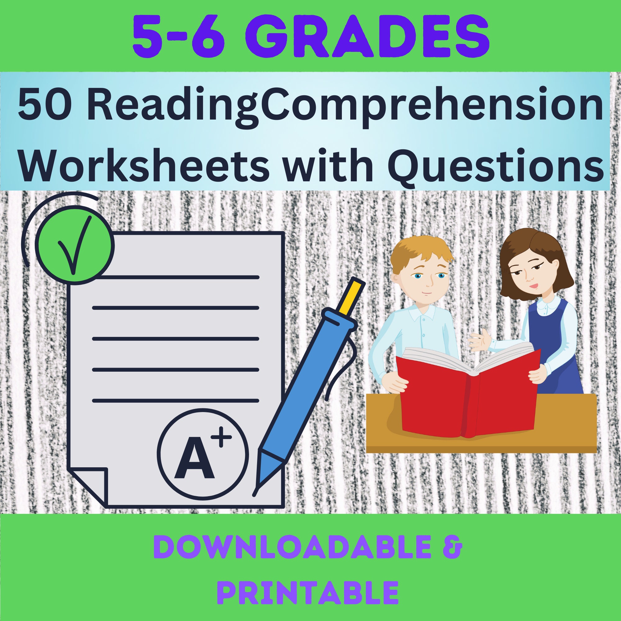 Reading Comprehension Worksheets: Grades 5-6, ESL/EFL (downloadable
