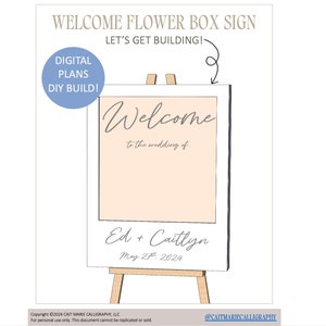 Downloadable Large Polaroid Style Flower Box Welcome Sign DIY Wedding Sign Plans Flower Box Welcome Sign for Wedding Tutorial