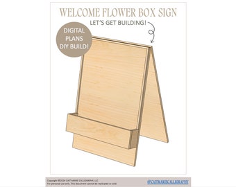 Caja de flores con letrero de boda descargable, planes de letreros de boda DIY, caja de flores, letrero de bienvenida para tutorial de boda