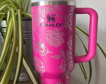 2.0 Quencher Tumbler | Peony flower | laser engraved | 40oz | Fuchsia