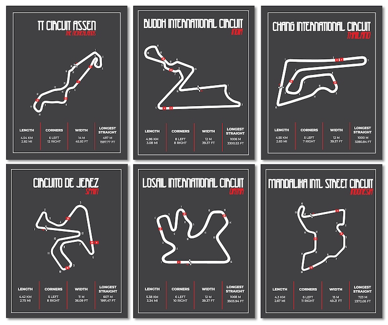 16x20 Motogp Circuit Wall Posters Racing Art Motorsport Home Decor Race