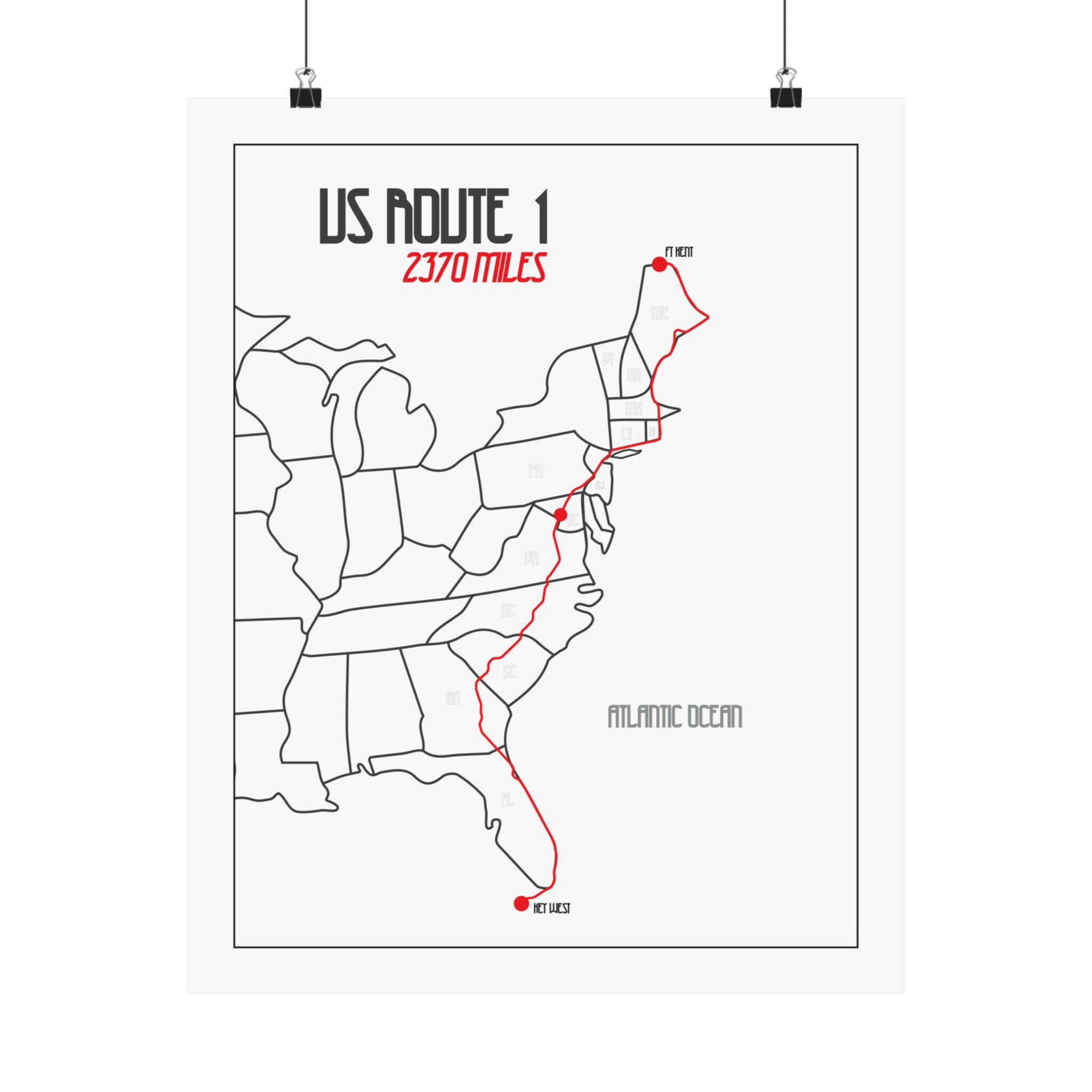 US Route 1 Moto Art Motorsport Home Decor Map Prints Art Deco Moto USA ...