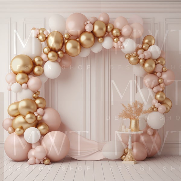 Digital Download Pink Balloon Circle Arch, Balloon Backdrop for Photos, Birthday Party Photo Backdrop, Shower Photos Backdrop, Digital