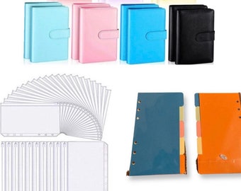 A6 Notebook Binder , 6 Ring Planner , A6 envelopes , Money Organizer for Cash , loose Leaf Personal Organizer and accessories