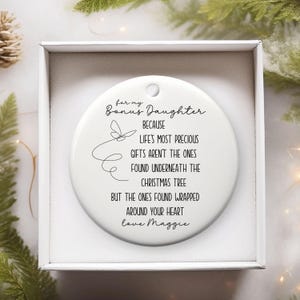 Bonus Tochter Geschenke, meine Bonus Tochter Ornament, Best Bonus Tochter Weihnachtsverzierung, Stieftochter Benutzerdefiniertes Andenken, Schwiegertochter Geschenk