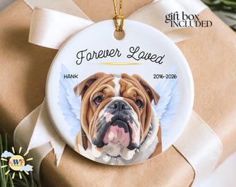 Custom Dog Memorial Ornament. Pet Loss Keepsake Gift, Pet Portrait Sympathy Gifts for Dog Lovers