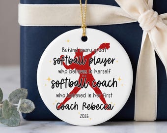 Softball Coach Ornament Personalized Softball Keepsake from Team or Player Custom Thank You Appreciation Gift for Coach