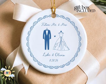 Personalized Future Mr & Mrs Ornament Gift for Engaged Couple Wedding Keepsake for Bride to Be Bridal Shower Gift