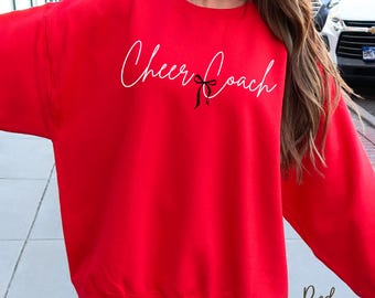 Custom Cheer Coach Sweatshirt Game Day Hoodie for Coach Name on Sleeve Gift from Cheer Squad Fleece Cheerleader Hoodie