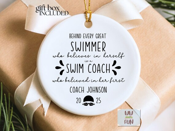 Personalized Swim Coach Ornament: Custom Sports Ornament from Swim Team, Swimming Coach Thank You Gift