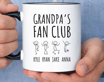 Personalized Grandpa Mug Custom Grandchildren Names Coffee Cup Tea Mug Novelty Cup for Grandfather Dad Uncle