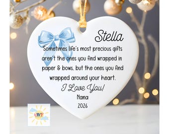 Personalized Granddaughter Ornament, Custom Keepsake with Coquette Bow for Teen Girl Young Adult Grandchild  Gift from Grandparent