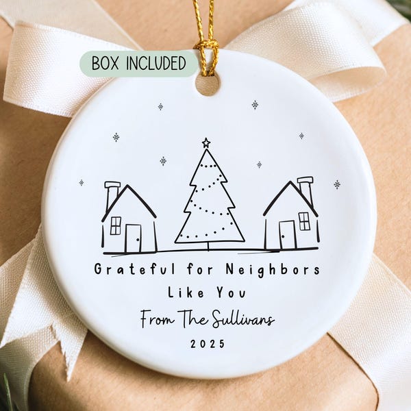 Adorno de vecino personalizado, regalo de agradecimiento para vecinos, adorno navideño para vecinos, regalos personalizados para amigos 2025
