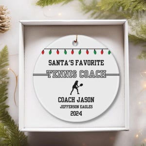 Personalized Tennis Coach Ornament: Appreciation Gift Keepsake