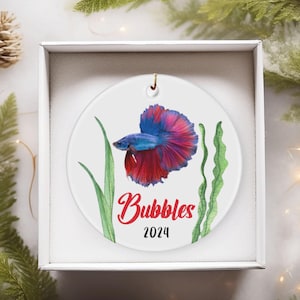 Personalized Betta Fish Ornament, Custom Pet Memorial Gift, Betta Fish Memorial Ornament, Betta Fish Wall Decor, Betta Christmas Ornament