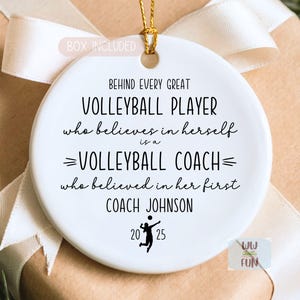 Personalized Volleyball Coach Ornament: Thank You Appreciation Gift for Volleyball Coach, Christmas Keepsake for VB Coach