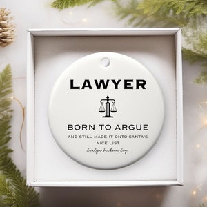 Personalized Lawyer Ornament, Funny Attorney Christmas Keepsake, Custom Law School Graduation Gift, Name Ornament for Law Student