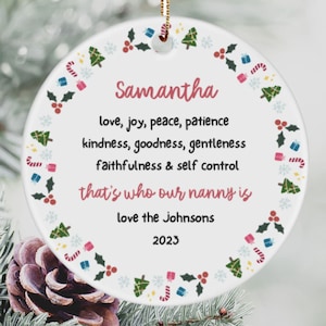 Personalized Nanny Gifts, Nanny Christmas Ornament, Nanny Ornament, Nanny Christmas Keepsake for Her or Him
