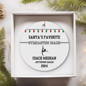 Personalized Gymnastics Coach Ornament, Custom Christmas Gift for Gymnastics Coach, Keepsake from Gymnastics Team to Coach, Coach Thank You