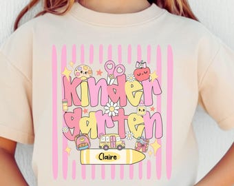Kindergarten Shirt Girl First Day of School T-shirt for Her Back to School Gift for Kindergartener