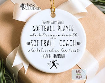 Softball Coach Ornament, Personalized Softball Keepsake from Team or Player, Custom Thank You Appreciation Gift for Coach