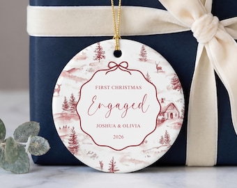 Personalized Engagement Ornament Gift for Engaged Couple Custom Couple Ornament with Names and Year Bride to Be Keepsake
