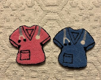 Scrub Top Punch Needle Coaster